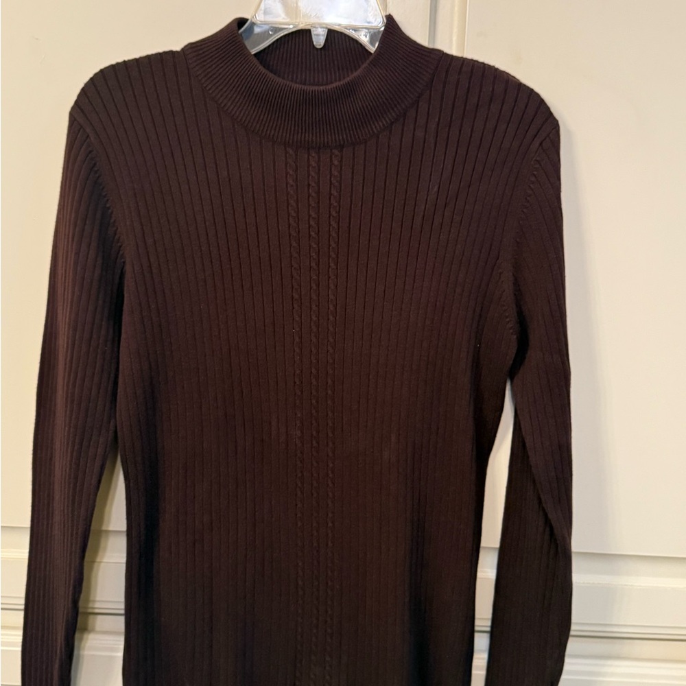 Women's Worthinton’s Ribbed long sleeves Brown Sweater